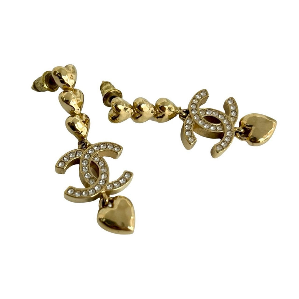 CC Logo Heart Earrings Metal Gold-Tone Metal