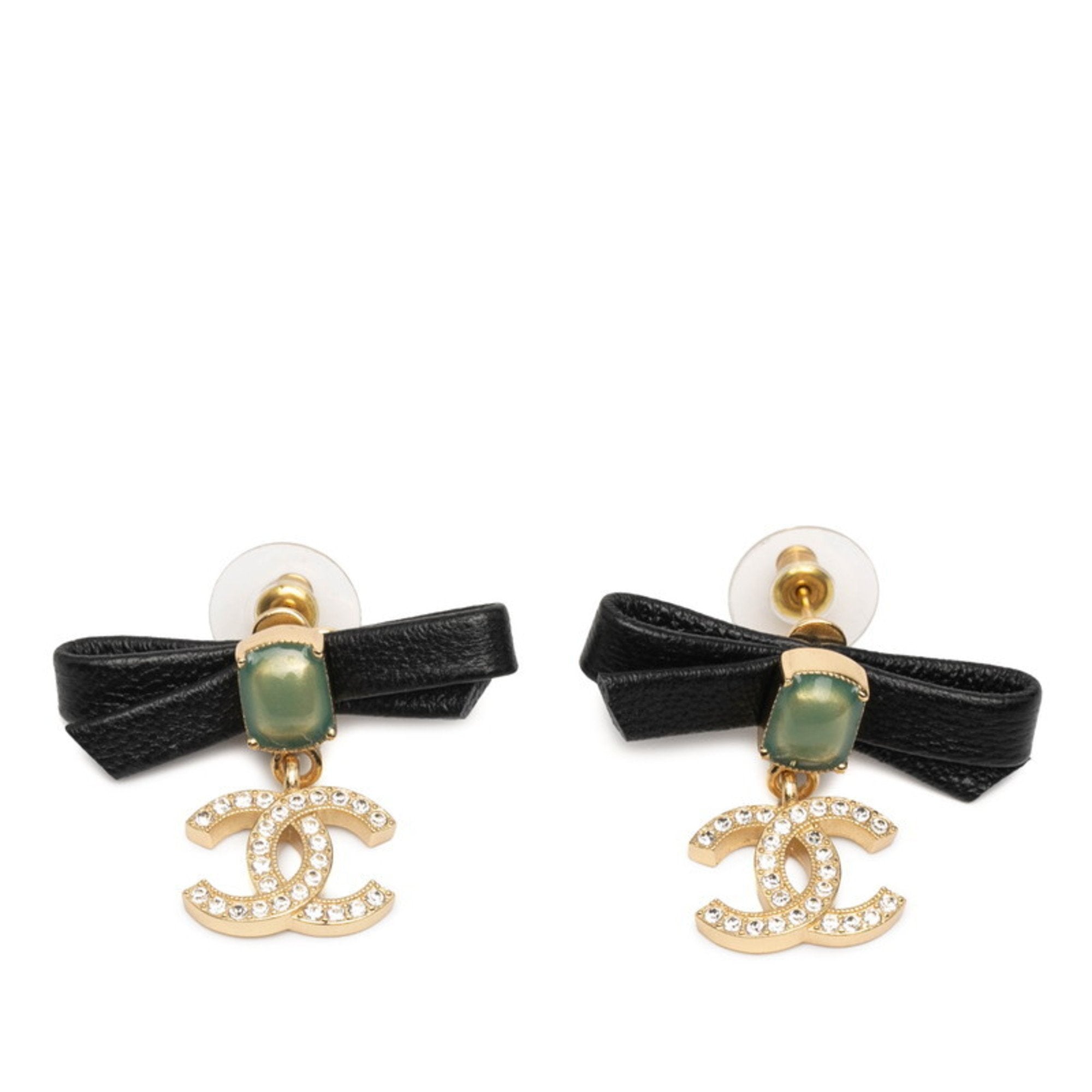 CC Logo Stud Earrings Gold-Tone Metal