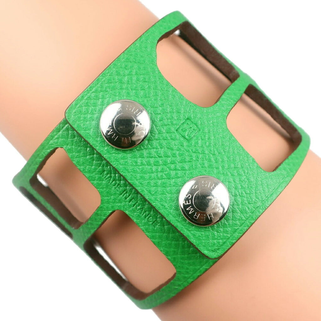Bangle Togo Leather Green Bracelet