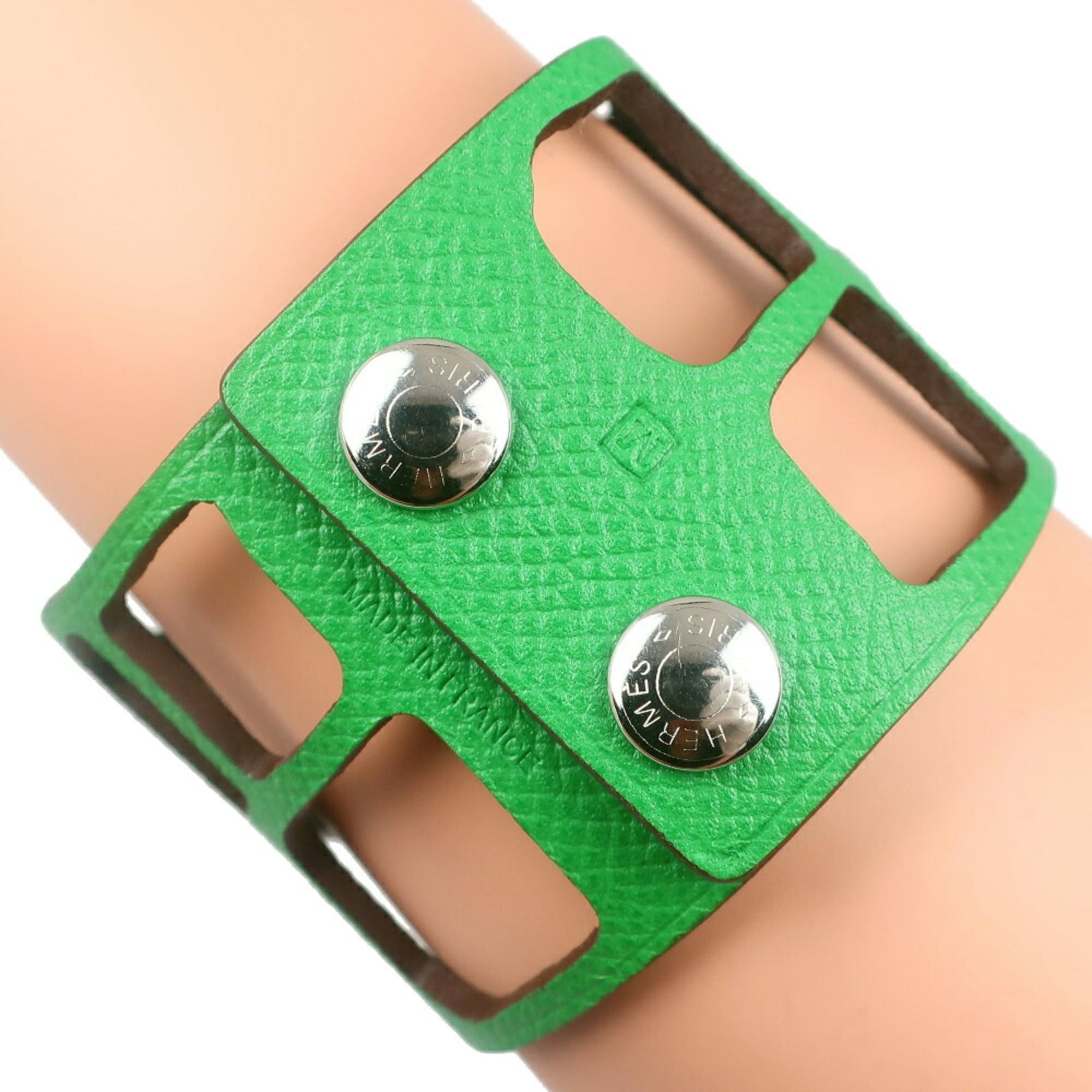 Bangle Togo Leather Green Bracelet