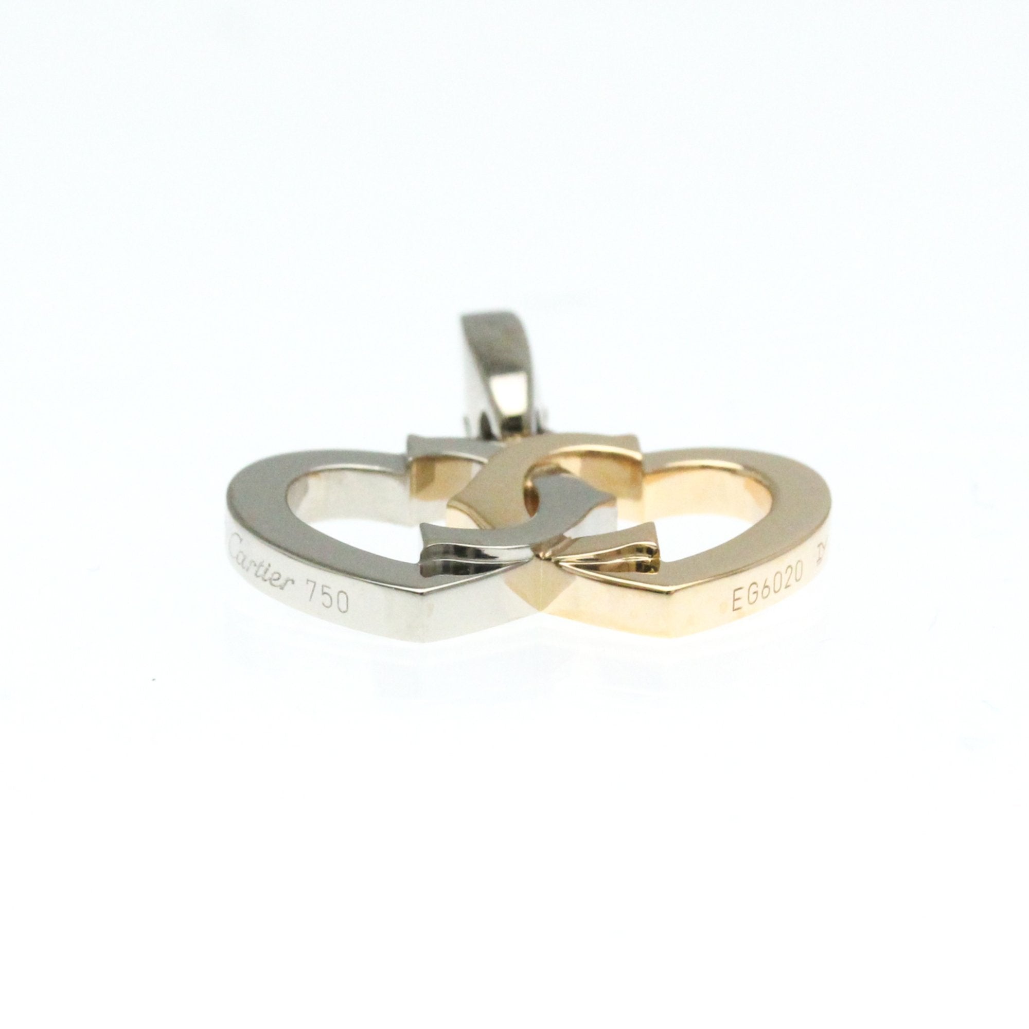 Double Heart Charm Pendant Necklace 18K Rose Gold and 18K White Gold