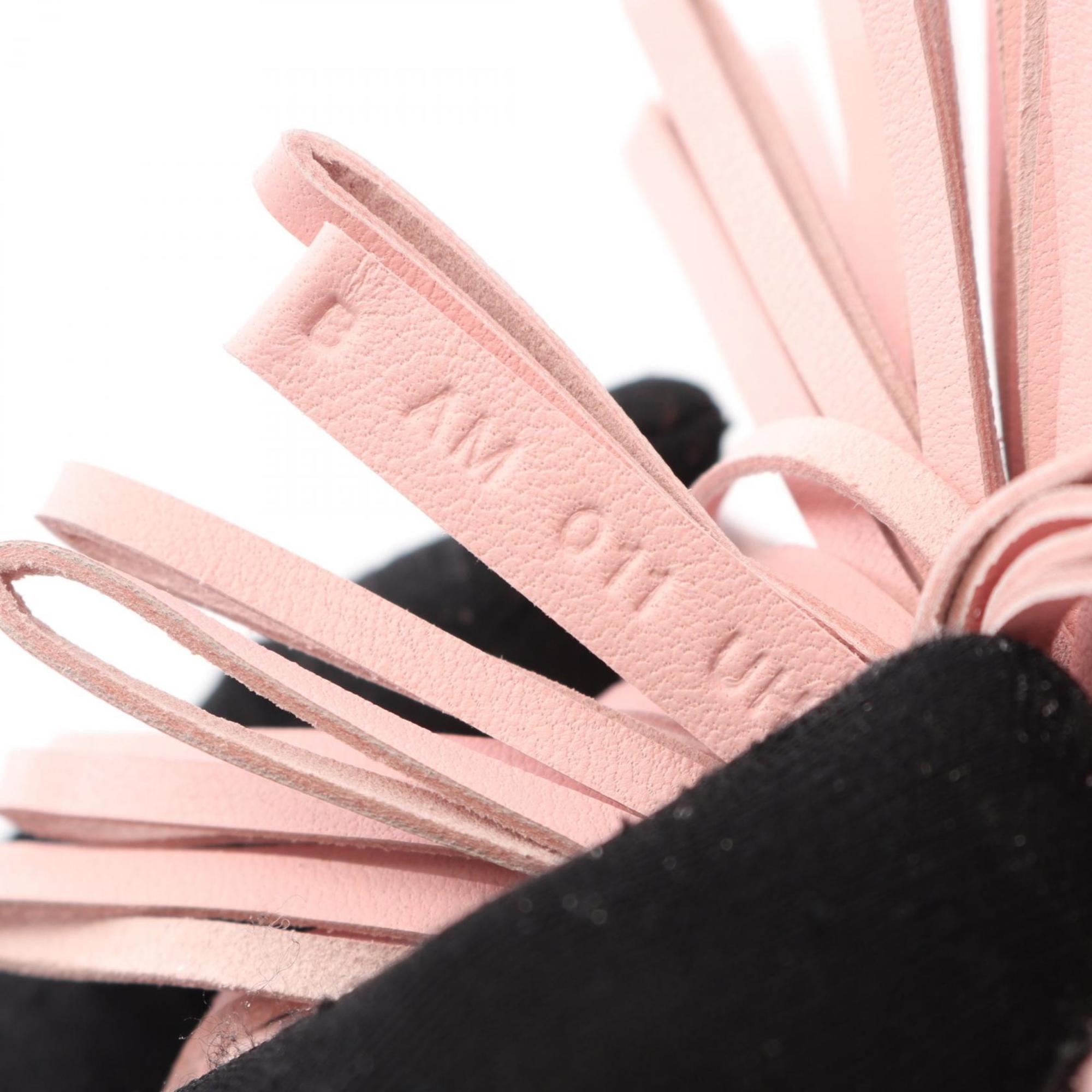 Charm Agneau Milo and Leather Pink Rose Sakura Silver Handbag Charm