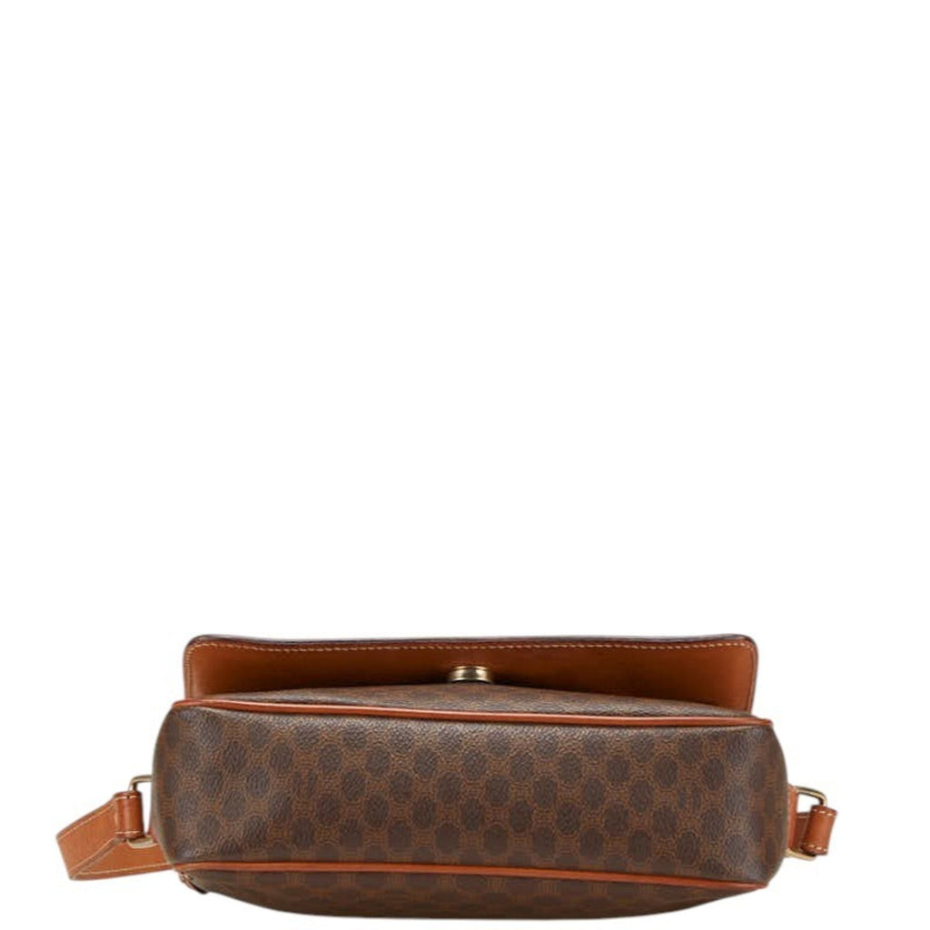Vintage Saddle Flap Shoulder Bag Macadam Coated Canvas Small