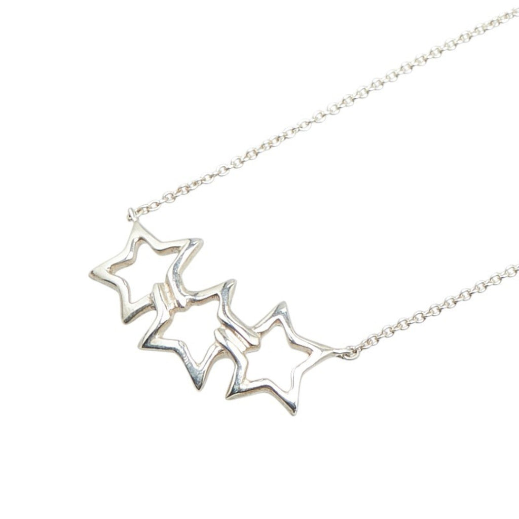 Triple Star Pendant Necklace Sterling Silver