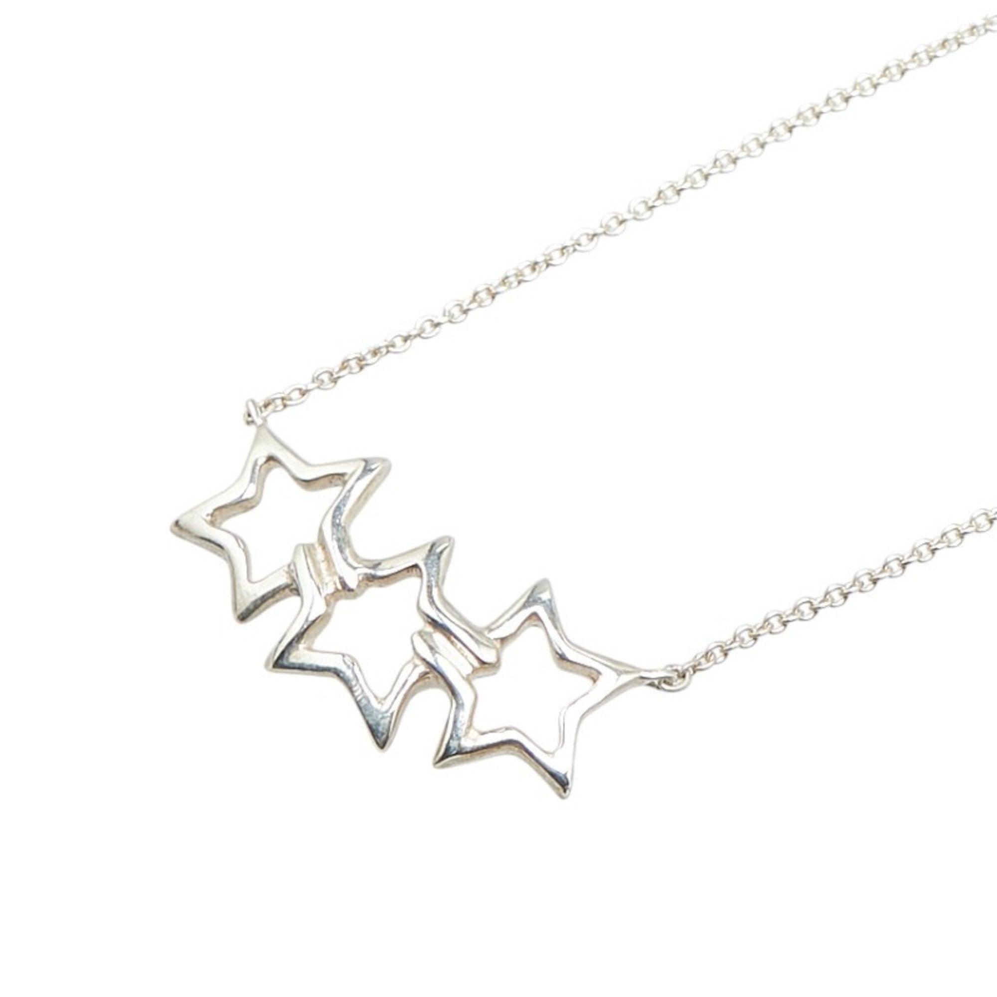 Triple Star Pendant Necklace Sterling Silver