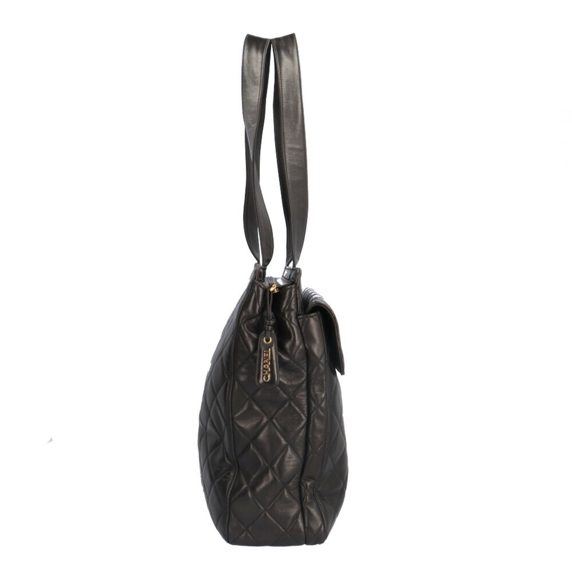 Vintage Front Pocket Shoulder Bag Quilted Lambskin Medium