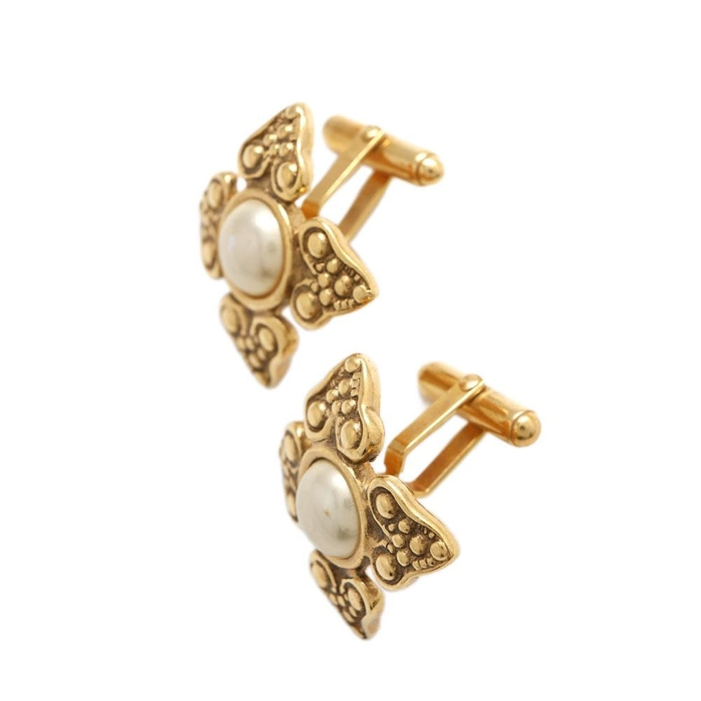 Faux Pearl Cufflinks Metal Bracelet