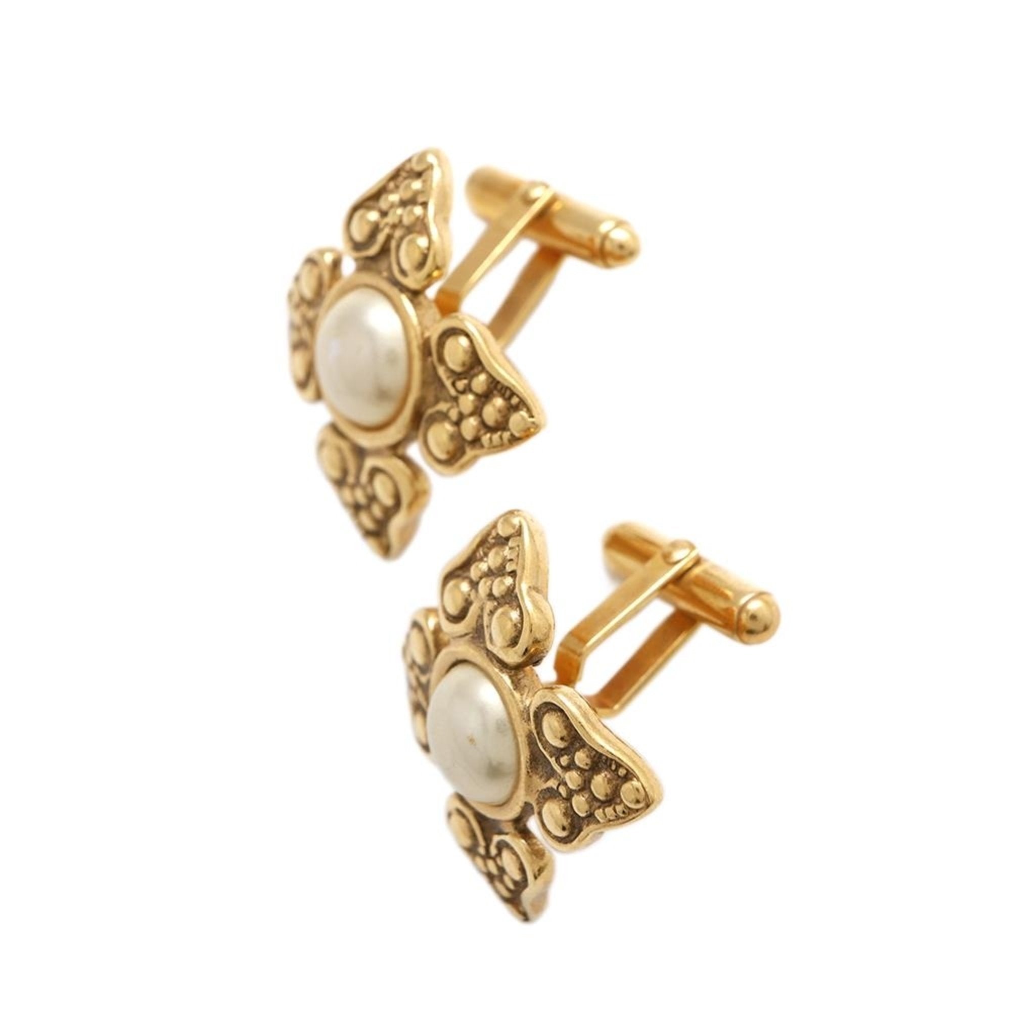 Faux Pearl Cufflinks Metal Bracelet