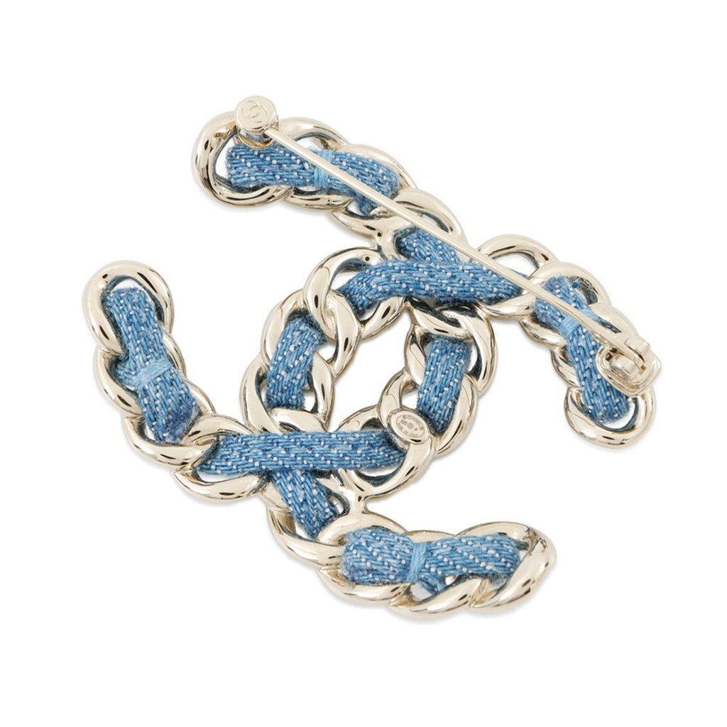 CC Logo Brooch Gold-Tone Metal