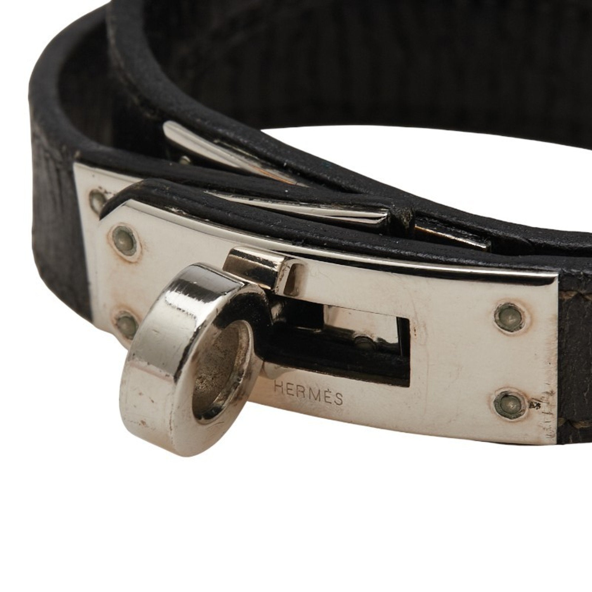 Kelly Bracelet Box Calf Leather Black and Silver