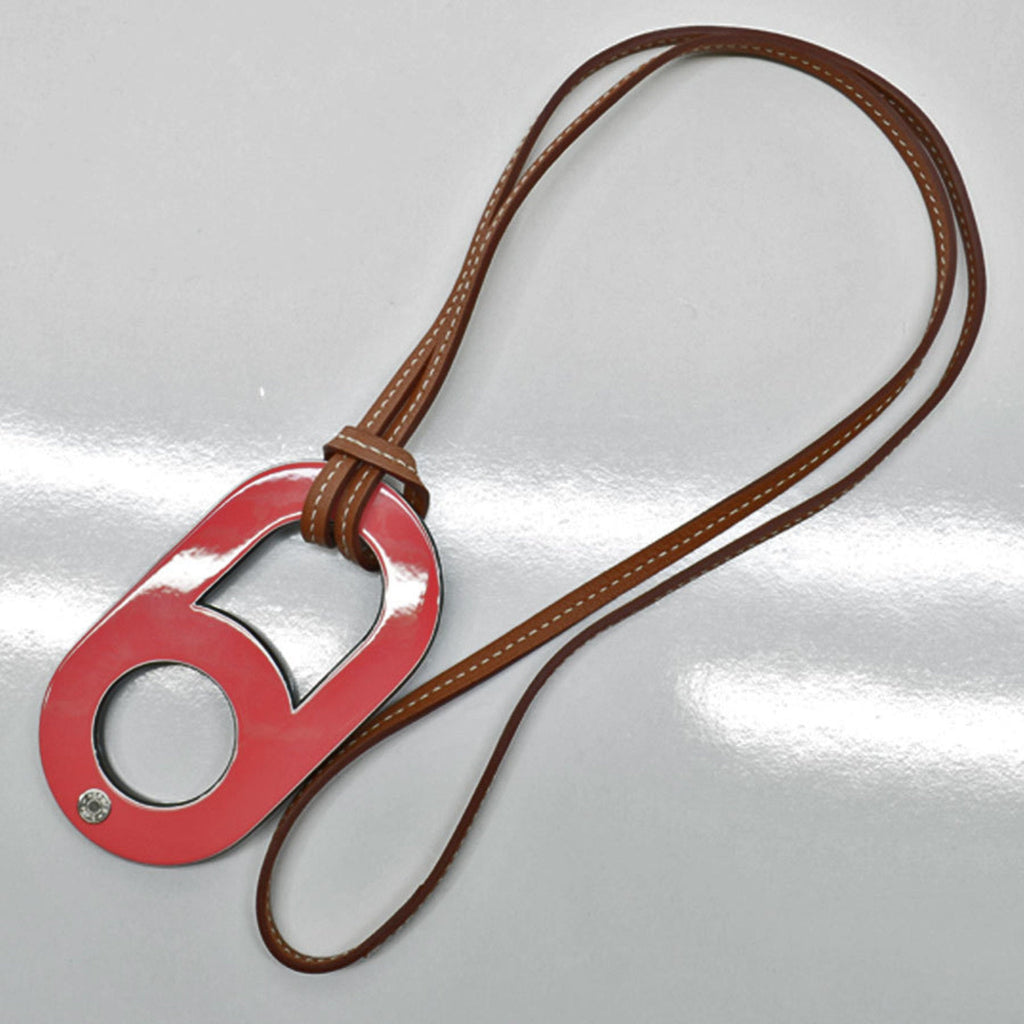 Pendant Necklace Lacquer and Swift Leather Black Brown Pink