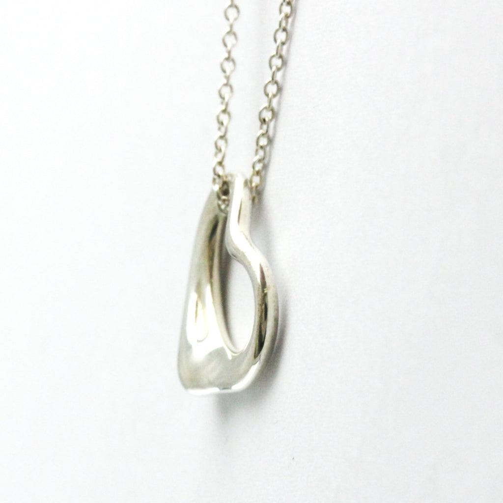 Open Heart Pendant Necklace Sterling Silver 14mm