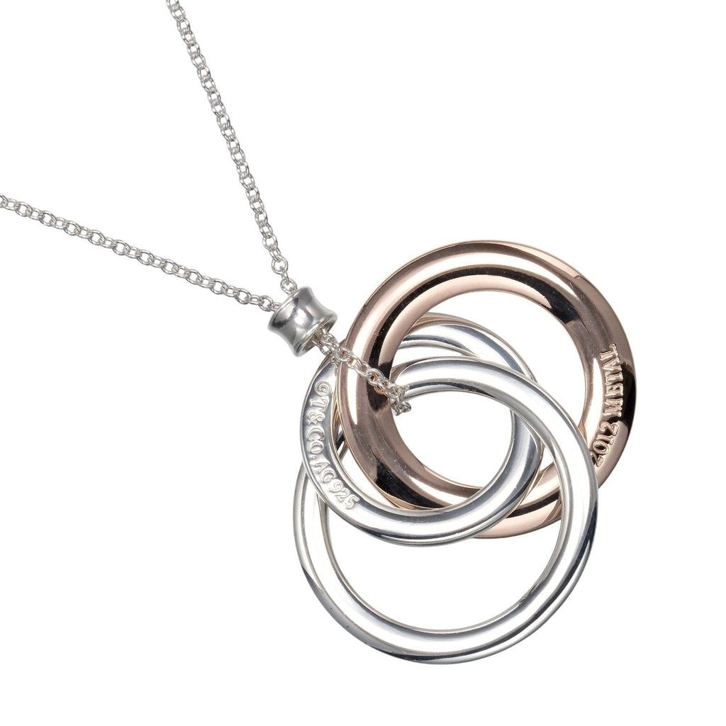Interlocking Circle Pendant Necklace Metal and Sterling Silver