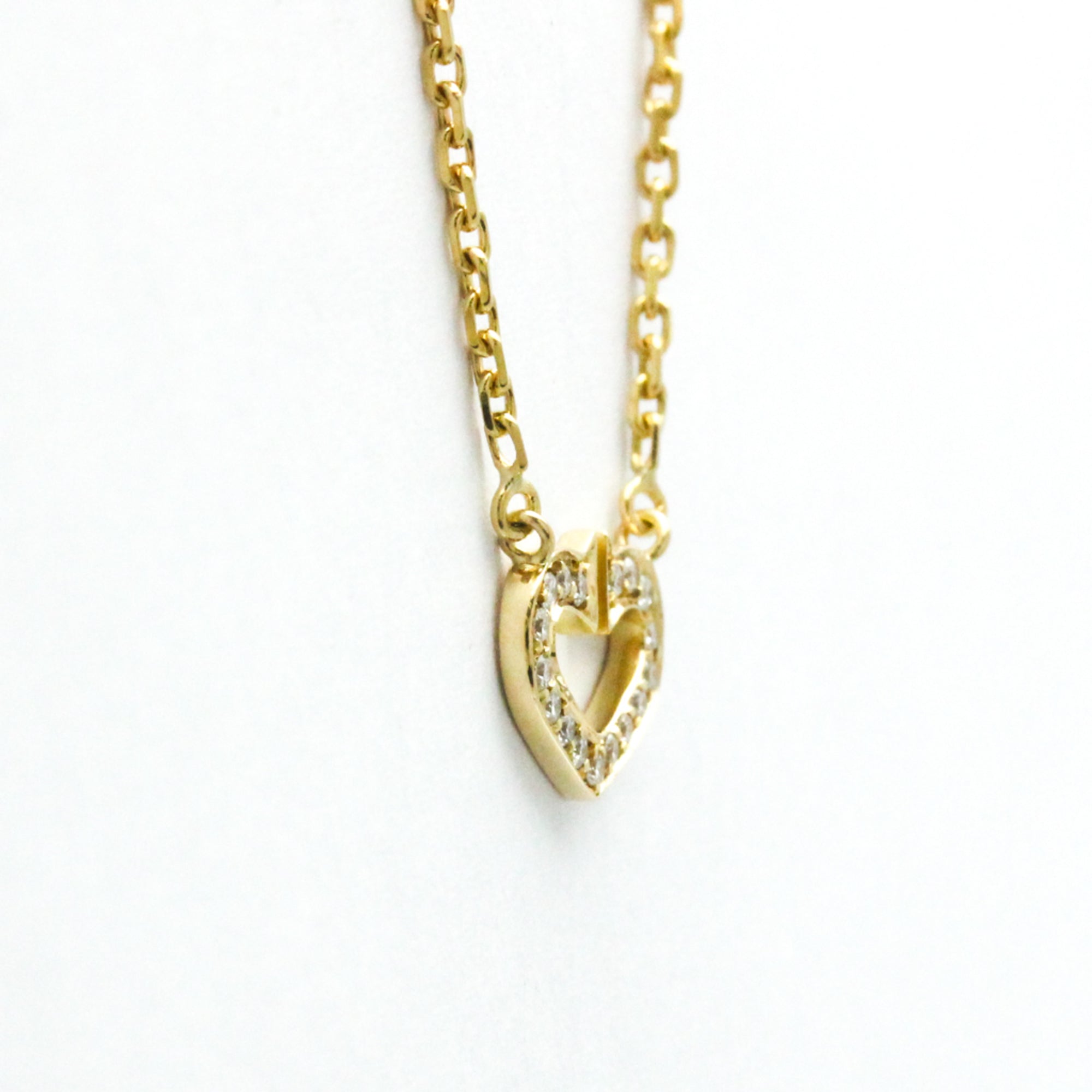 C Heart Pendant Necklace 18K Yellow Gold with Diamonds