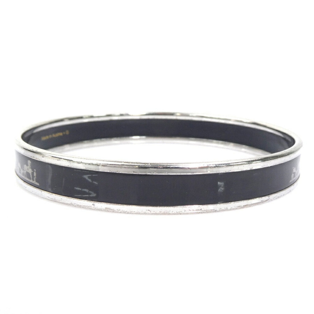 Enamel and Metal Bracelet Black and Silver