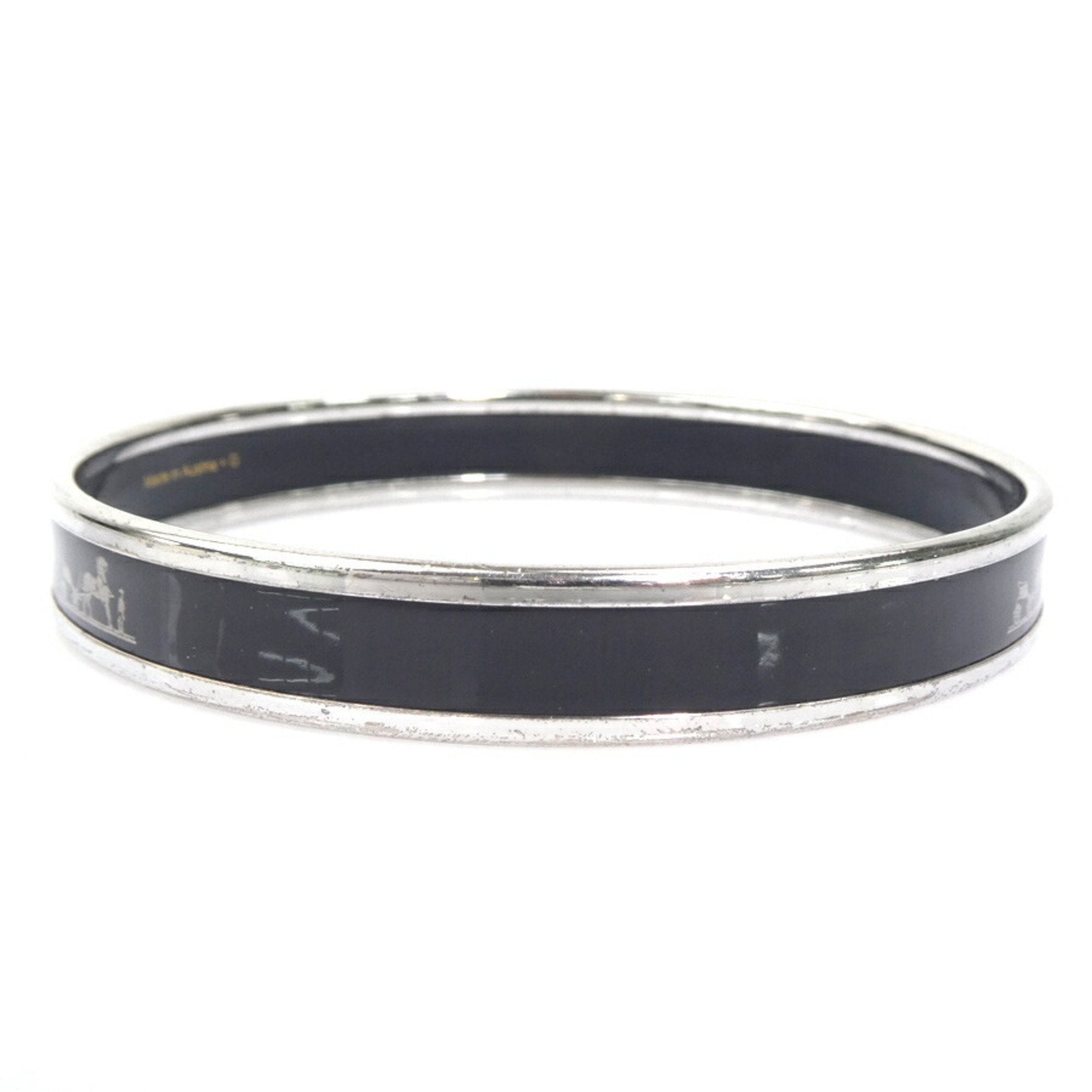 Enamel and Metal Bracelet Black and Silver