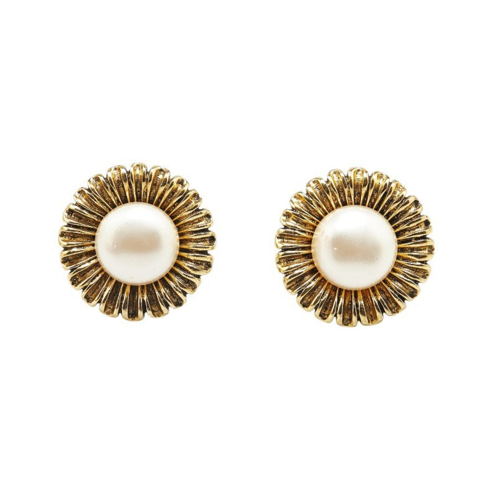 Pearl Clip-On Earrings Artificial Pearl and Gold