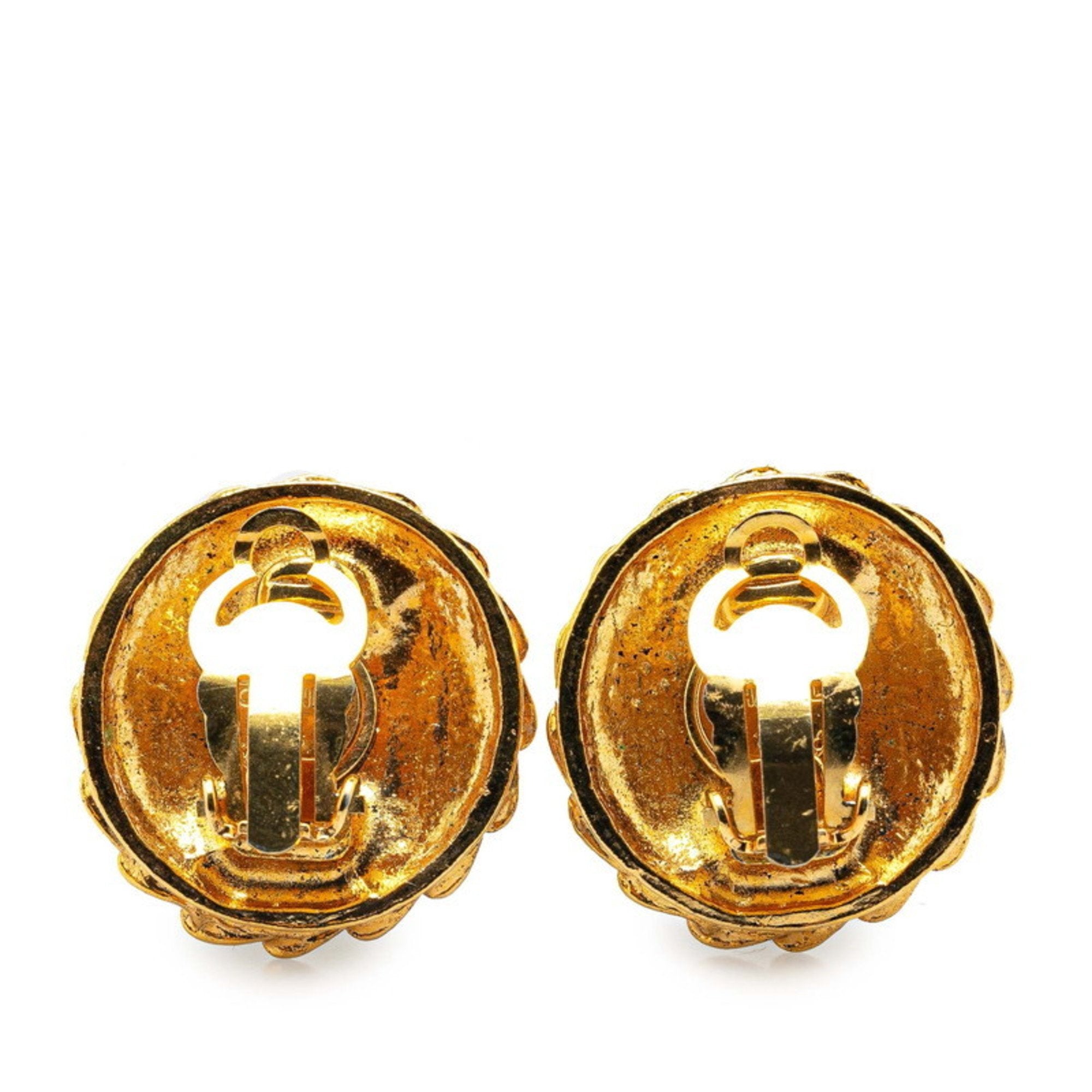 Earrings Rhinestone Gold-Tone Metal