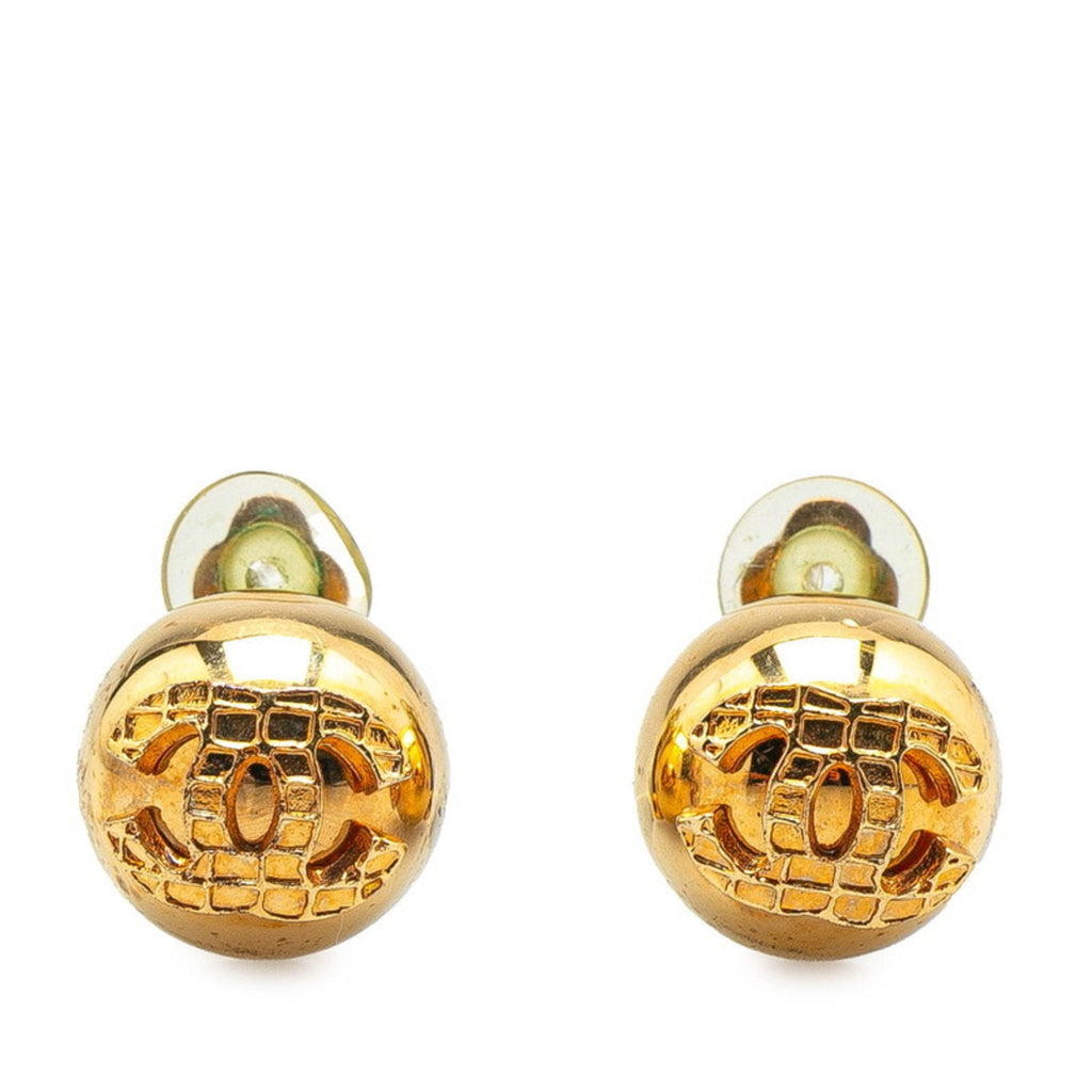CC Logo Clip-On Earrings Metal Gold-Tone Metal