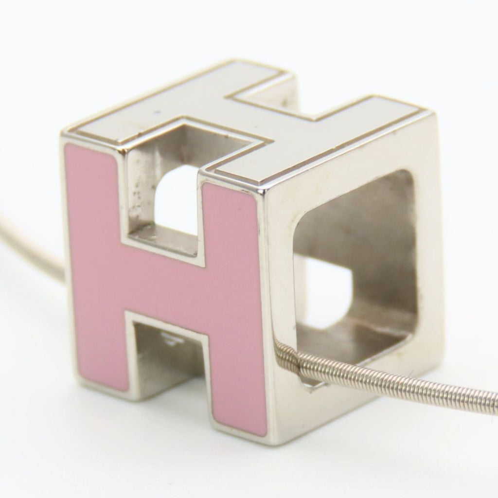 Pendant Necklace Metal Pink and Silver