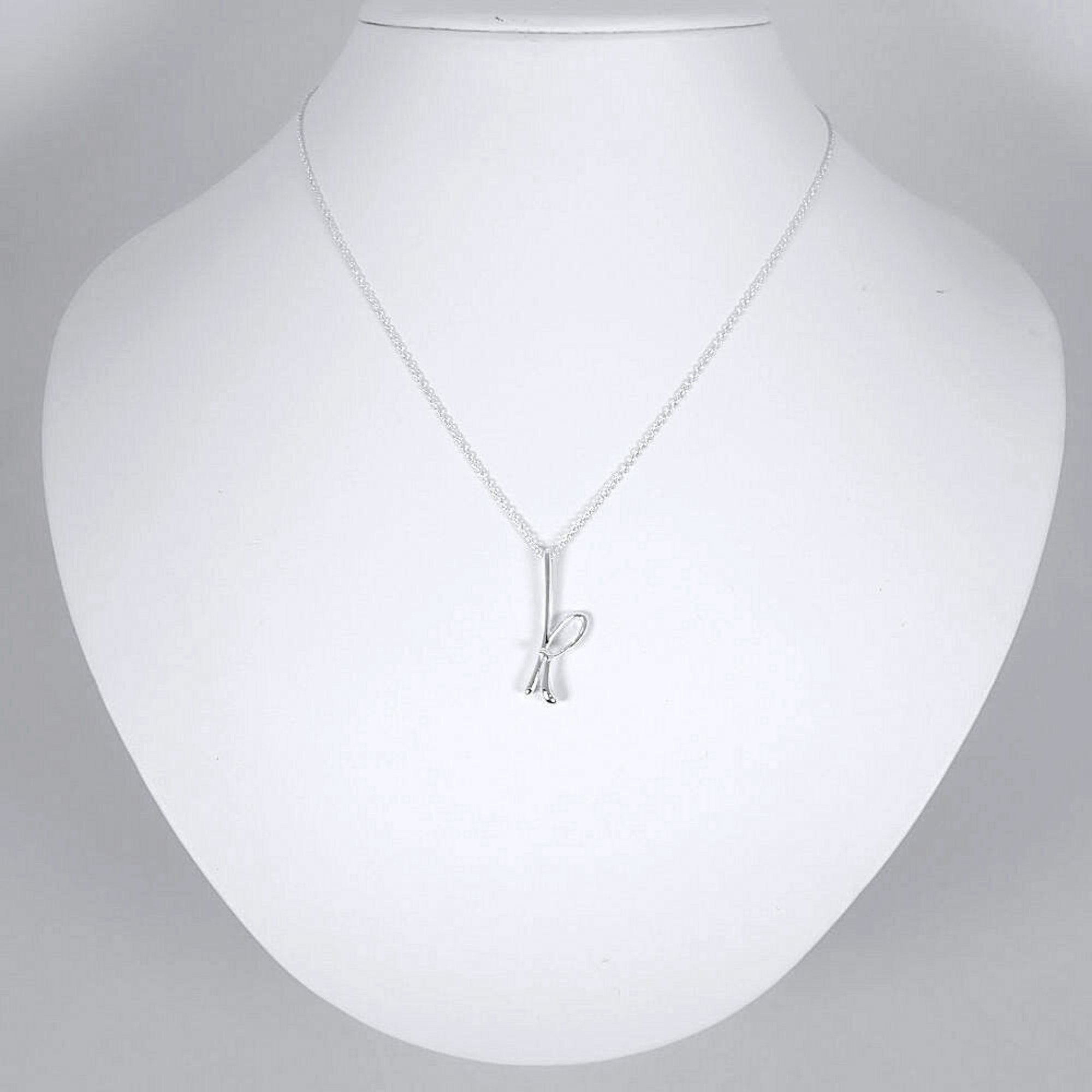 Initial K Pendant Necklace Sterling Silver