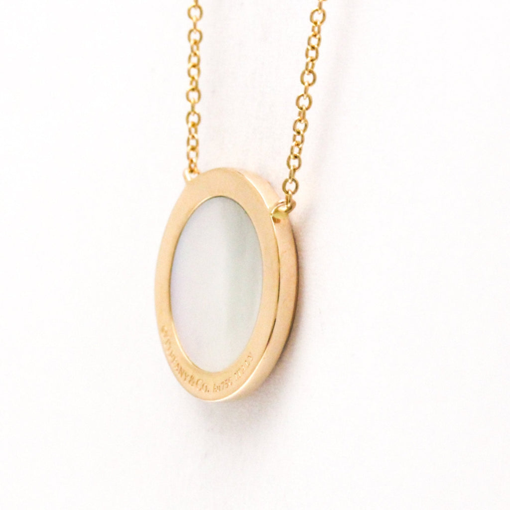 Pendant Necklace 18K Rose Gold With Diamond and Mother of Pearl
