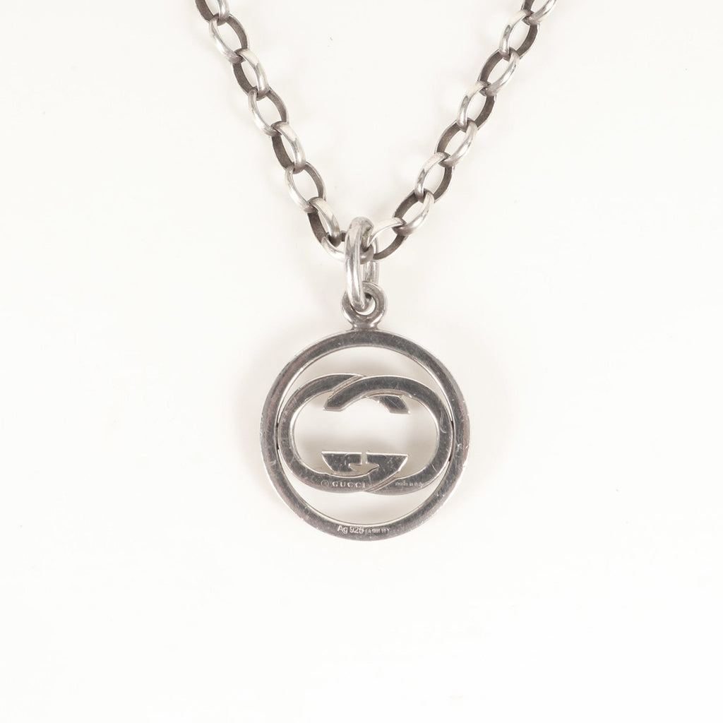 Circle Interlocking GG Pendant Necklace Sterling Silver