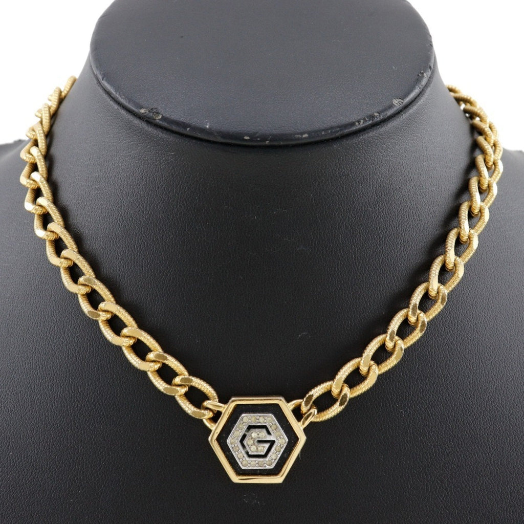 Pendant Necklace Gold and Rhinestone