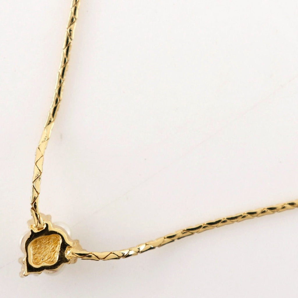 Pendant Necklace Gold and Artificial Pearl and Rhinestone