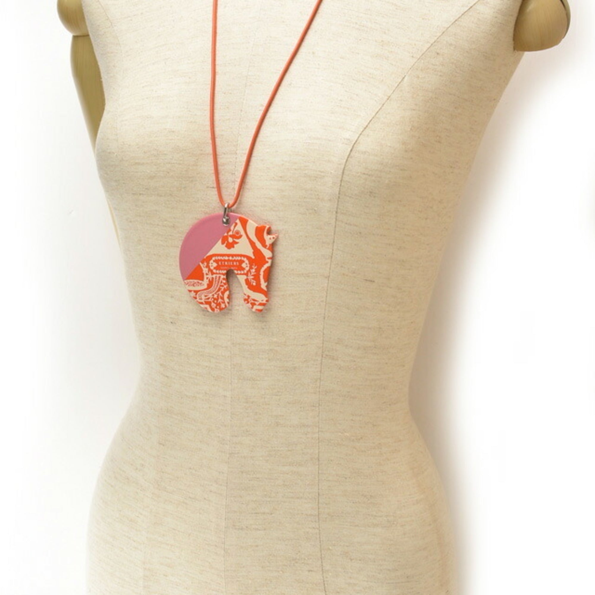 Tattersall Choker Pendant Necklace Multi Color Orange Pink