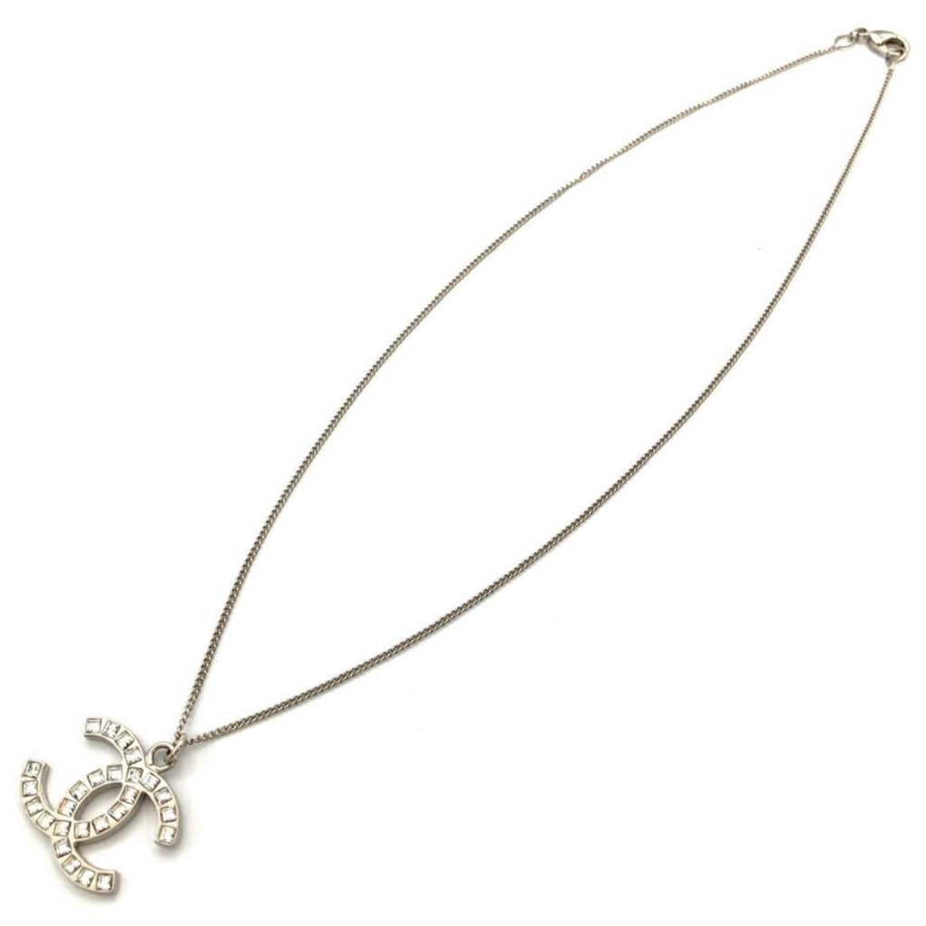 CC Logo Pendant Necklace Silver-Tone Metal