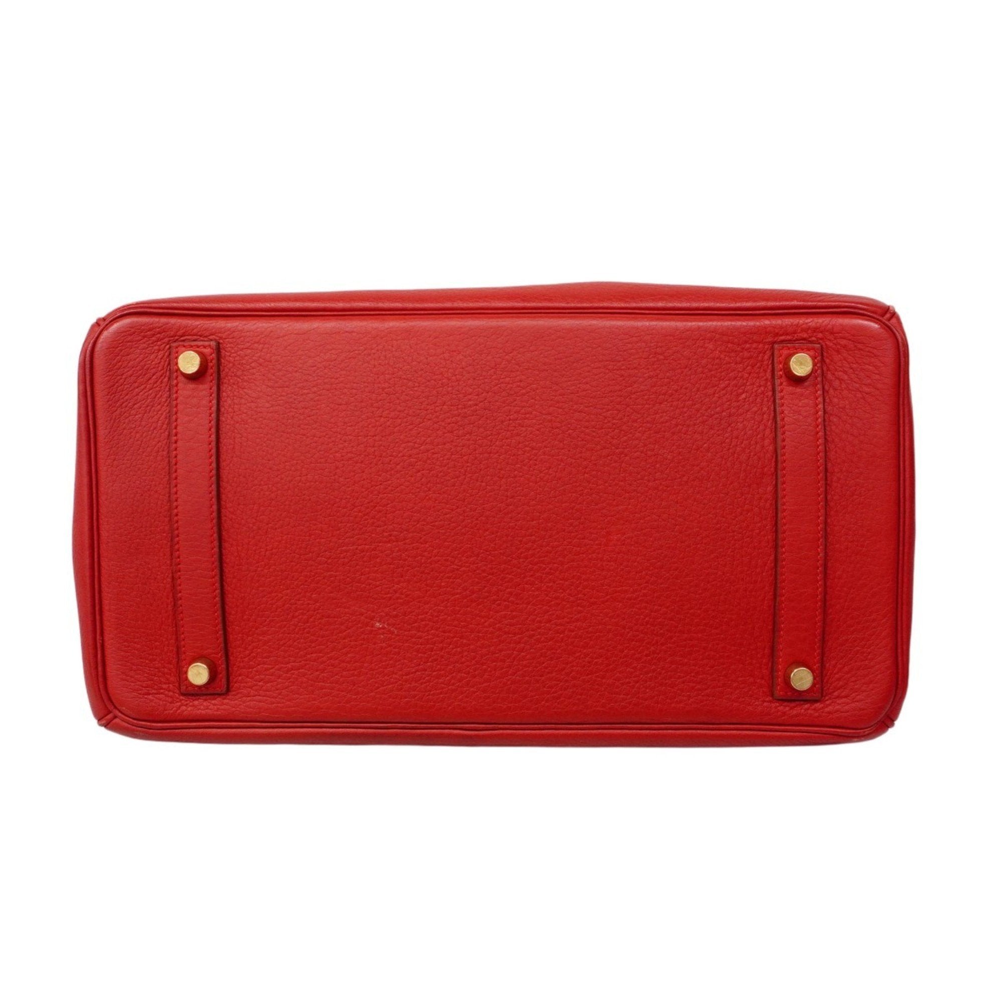 Birkin Handbag Red Clemence with Gold Hardware 35