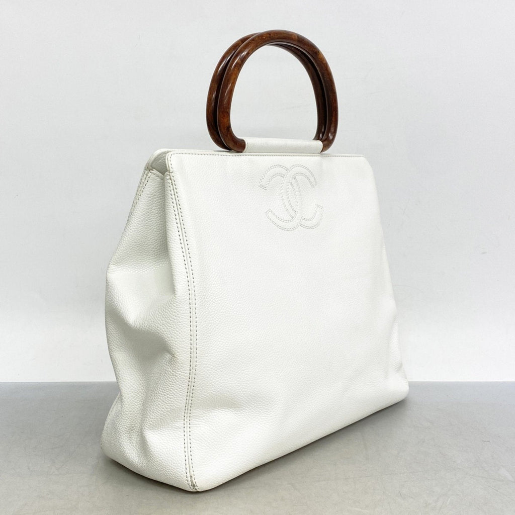 Vintage Wooden Ring Tote Caviar Medium