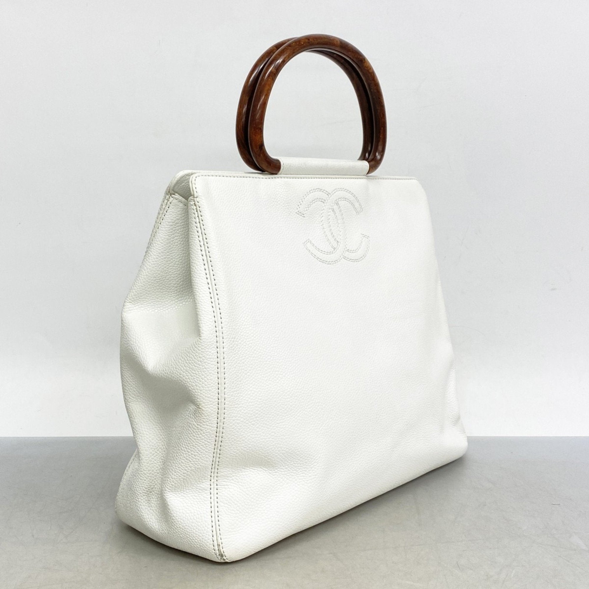 Vintage Wooden Ring Tote Caviar Medium