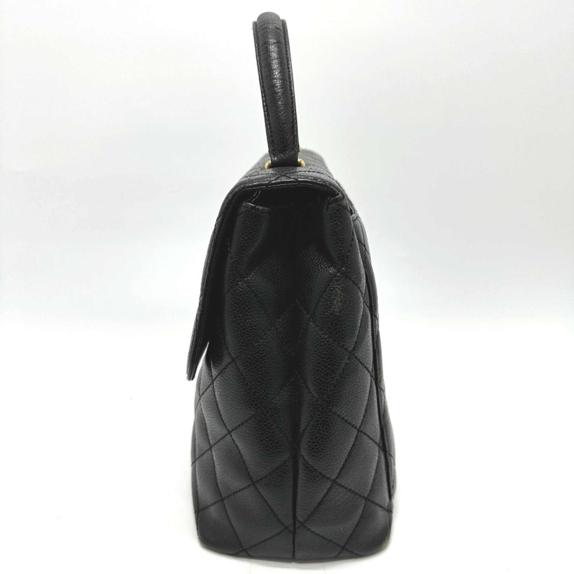 Vintage Classic Top Handle Flap Bag Quilted Caviar Jumbo