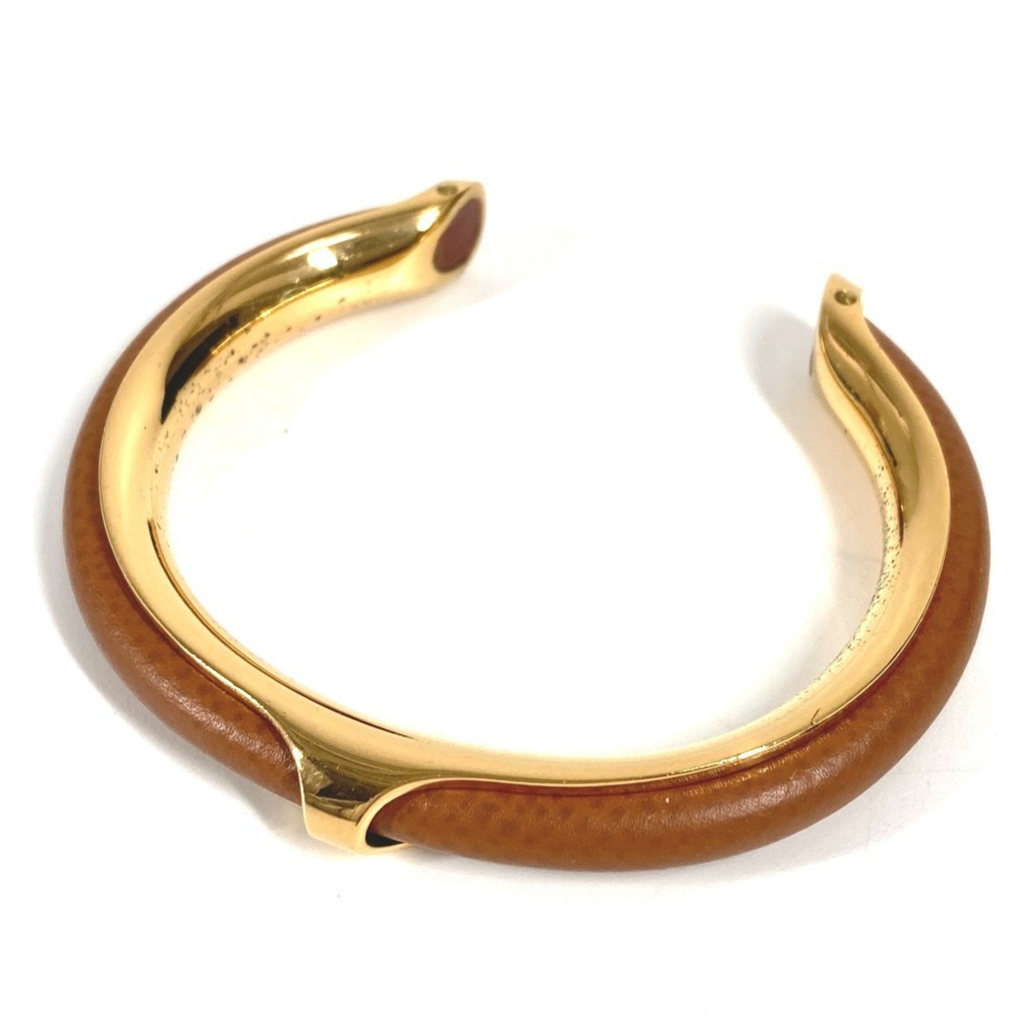 Bracelet Leather and Metal Brown and Gold
