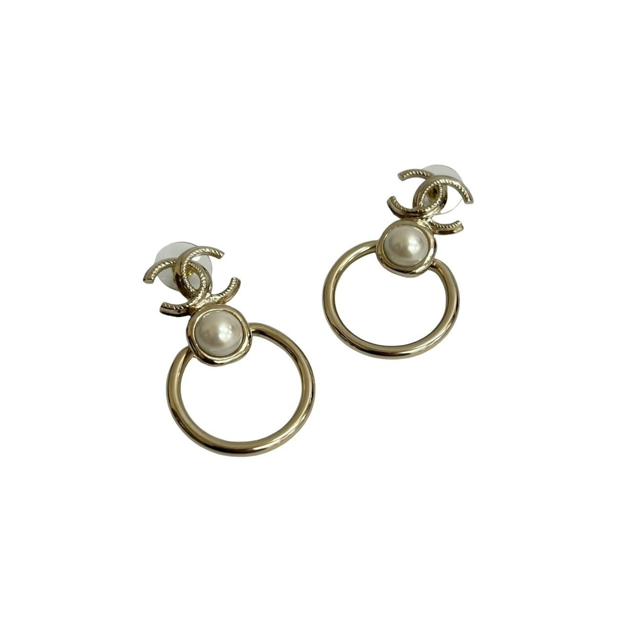 CC Logo Hoop Earrings Metal Gold-Tone Metal