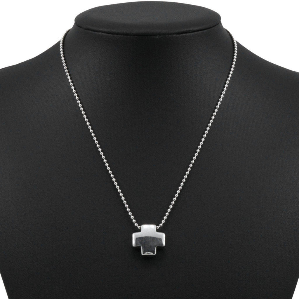 Roman Cross Pendant Necklace Sterling Silver Ball Chain