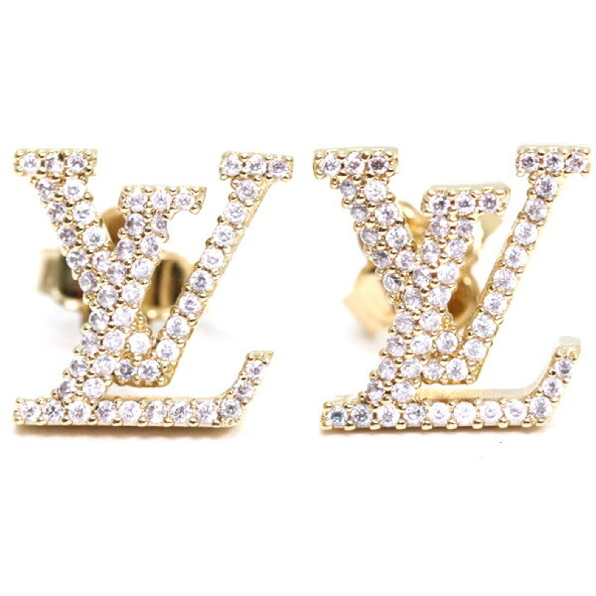 Earrings Rhinestone Gold-Tone Metal
