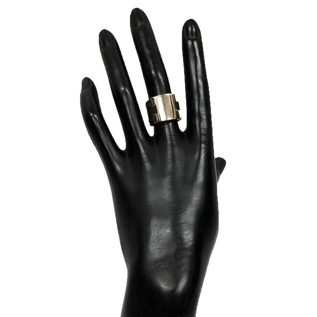 Band Ring Brass and Leather Khaki and Silver
