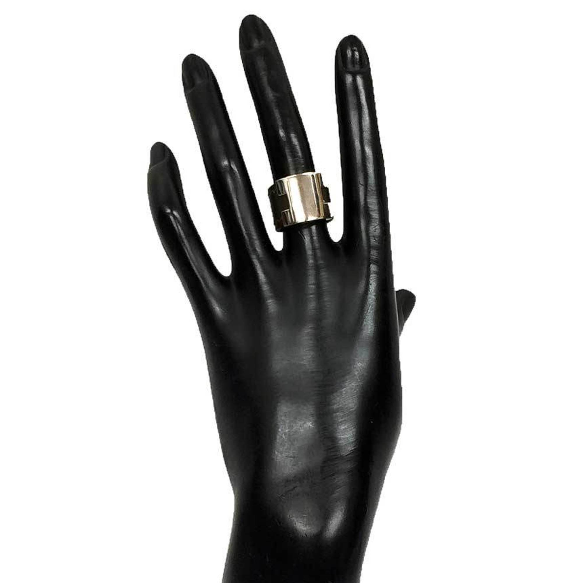 Band Ring Brass and Leather Khaki and Silver
