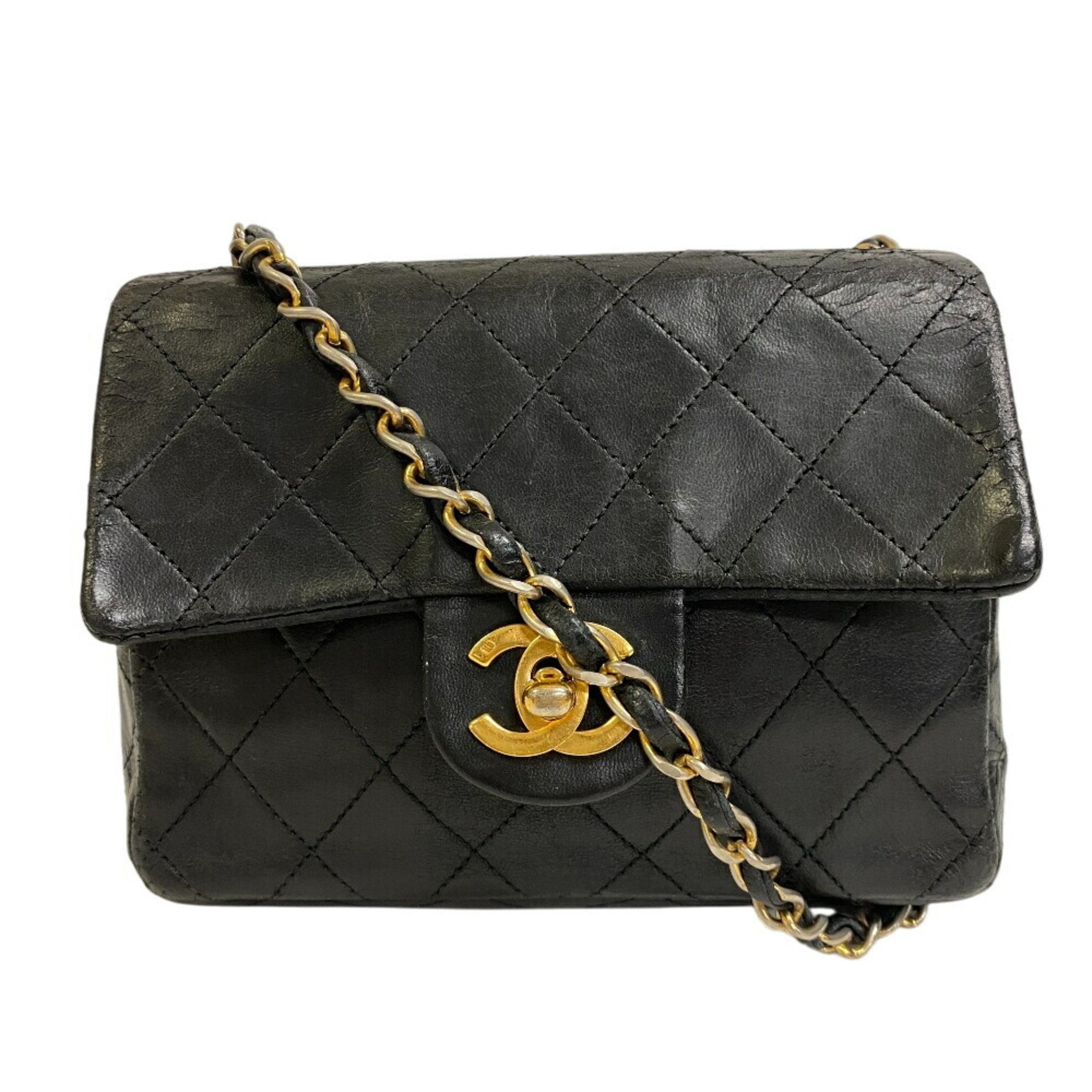 Vintage Square Classic Single Flap Bag Quilted Lambskin Mini
