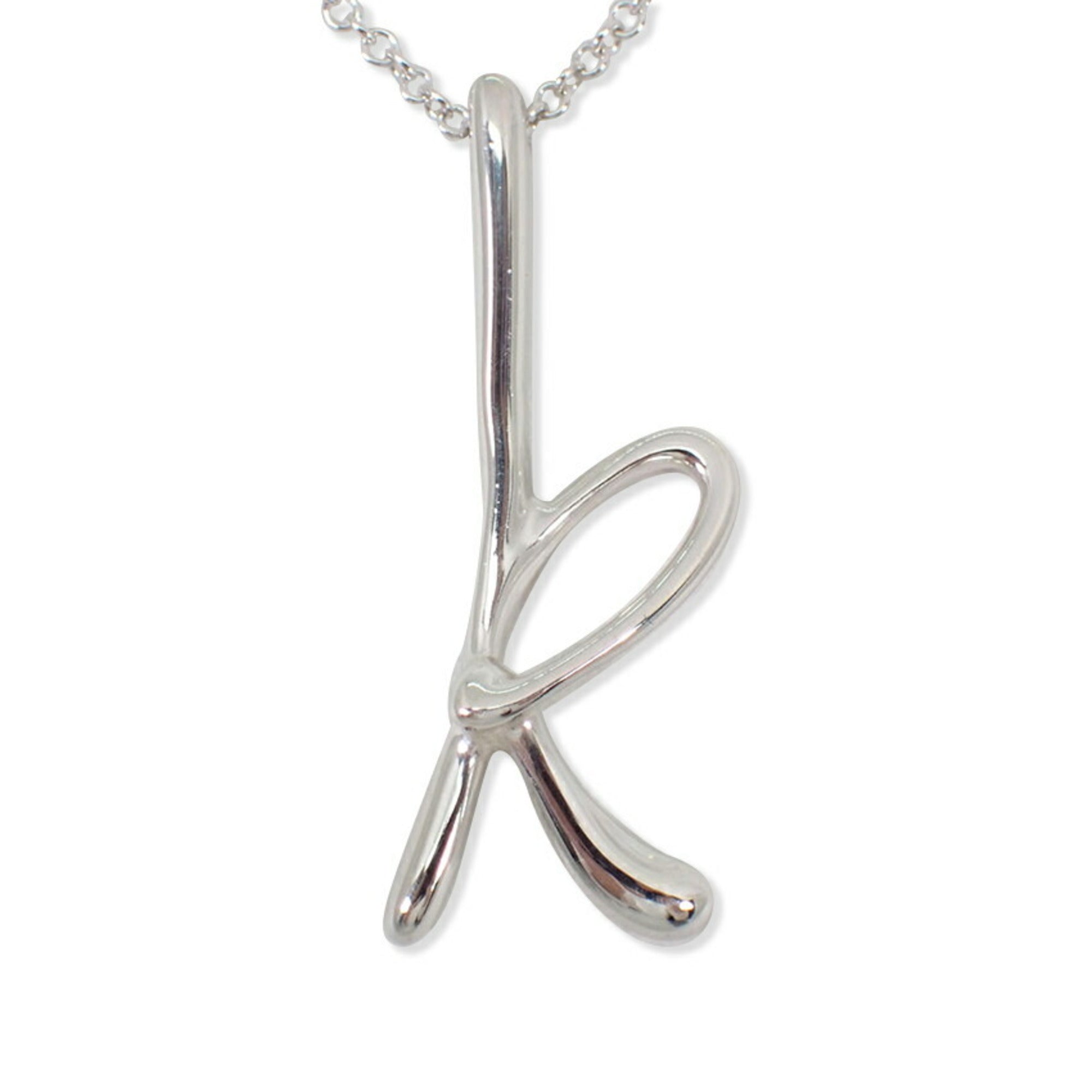 Initial K Pendant Necklace Sterling Silver