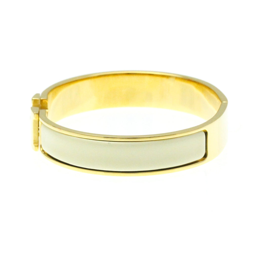 Click Clack H Bracelet Gold Plated Beige and Gold
