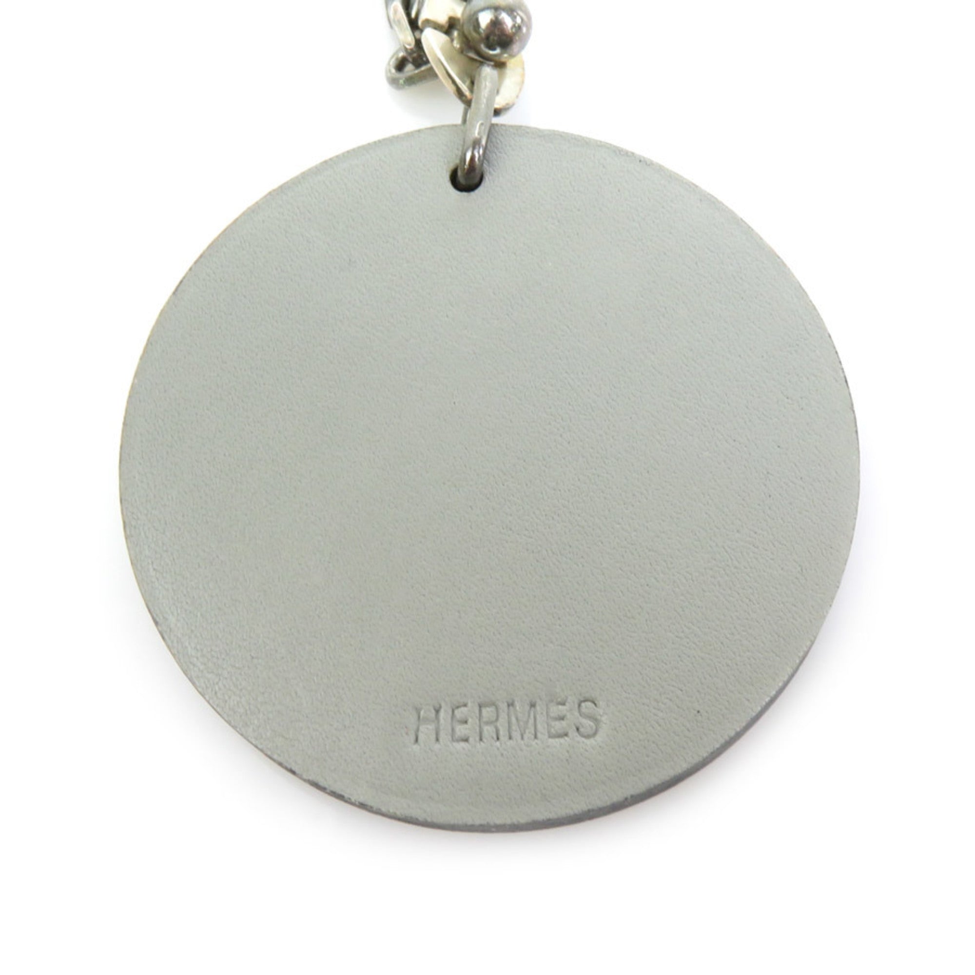Keyring Charm Leather Gray Ring
