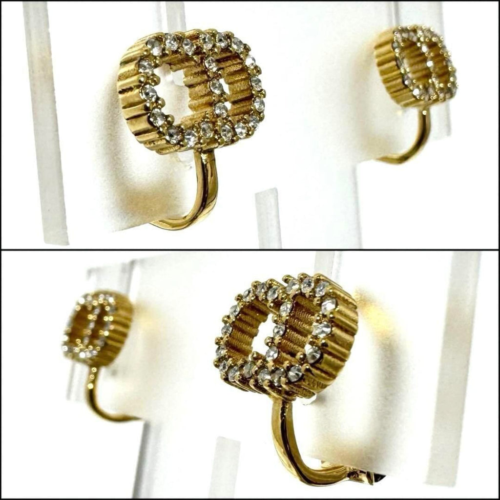 Clip-On Earrings Metal and Rhinestone