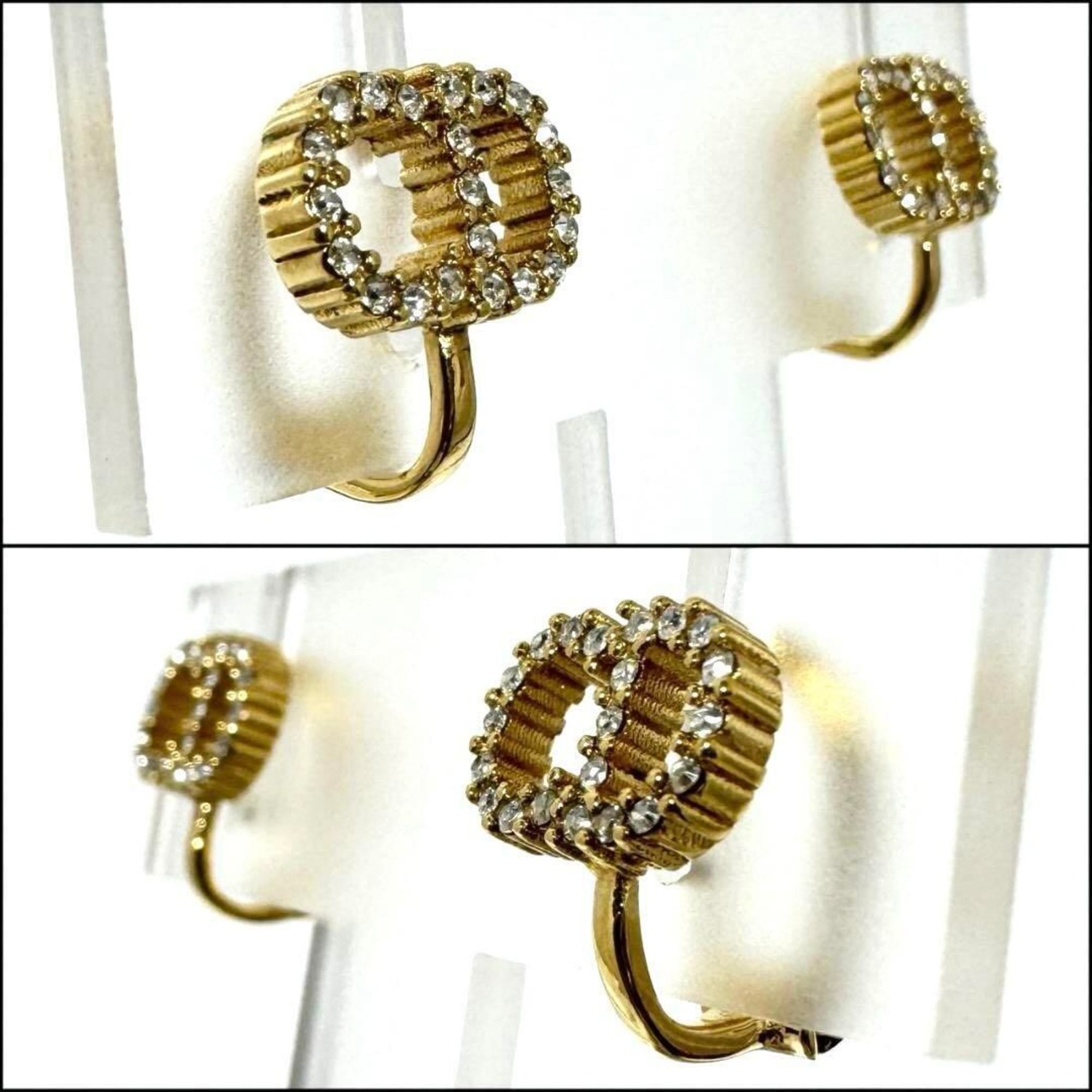 Clip-On Earrings Metal and Rhinestone