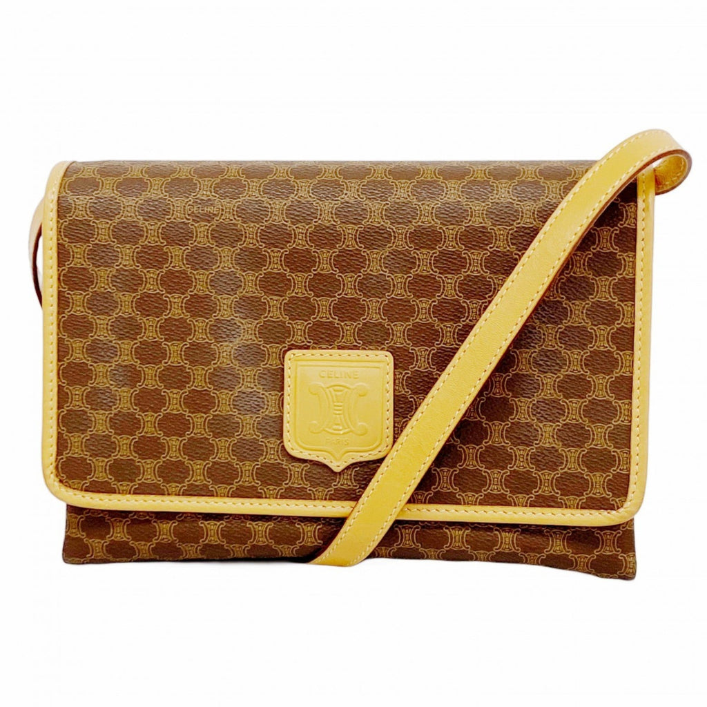 Vintage Saddle Flap Shoulder Bag Macadam Coated Canvas Small