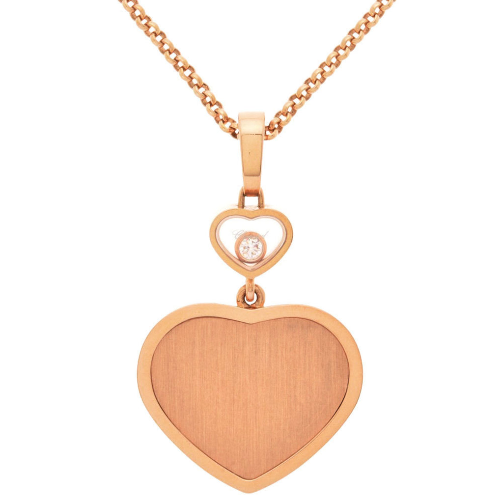 Happy Heart Pendant Necklace 18K Rose Gold with Diamond