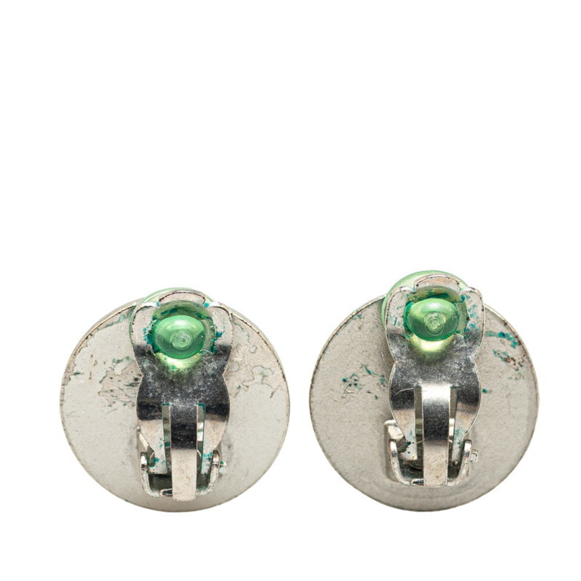 CC Logo Clip-On Earrings Silver-Tone Metal Silver-Tone Metal